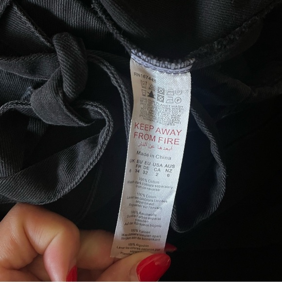 Pretty Little Thing Black Baggy Low Rise 90's Cargo Trouser Pants US 2 Office - Picture 11 of 15